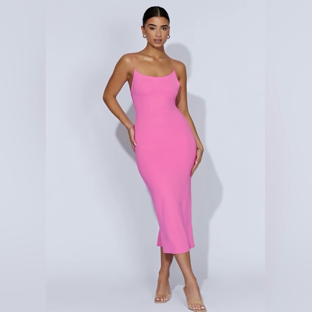 Meshki Vibrant Pink Midi Dress
